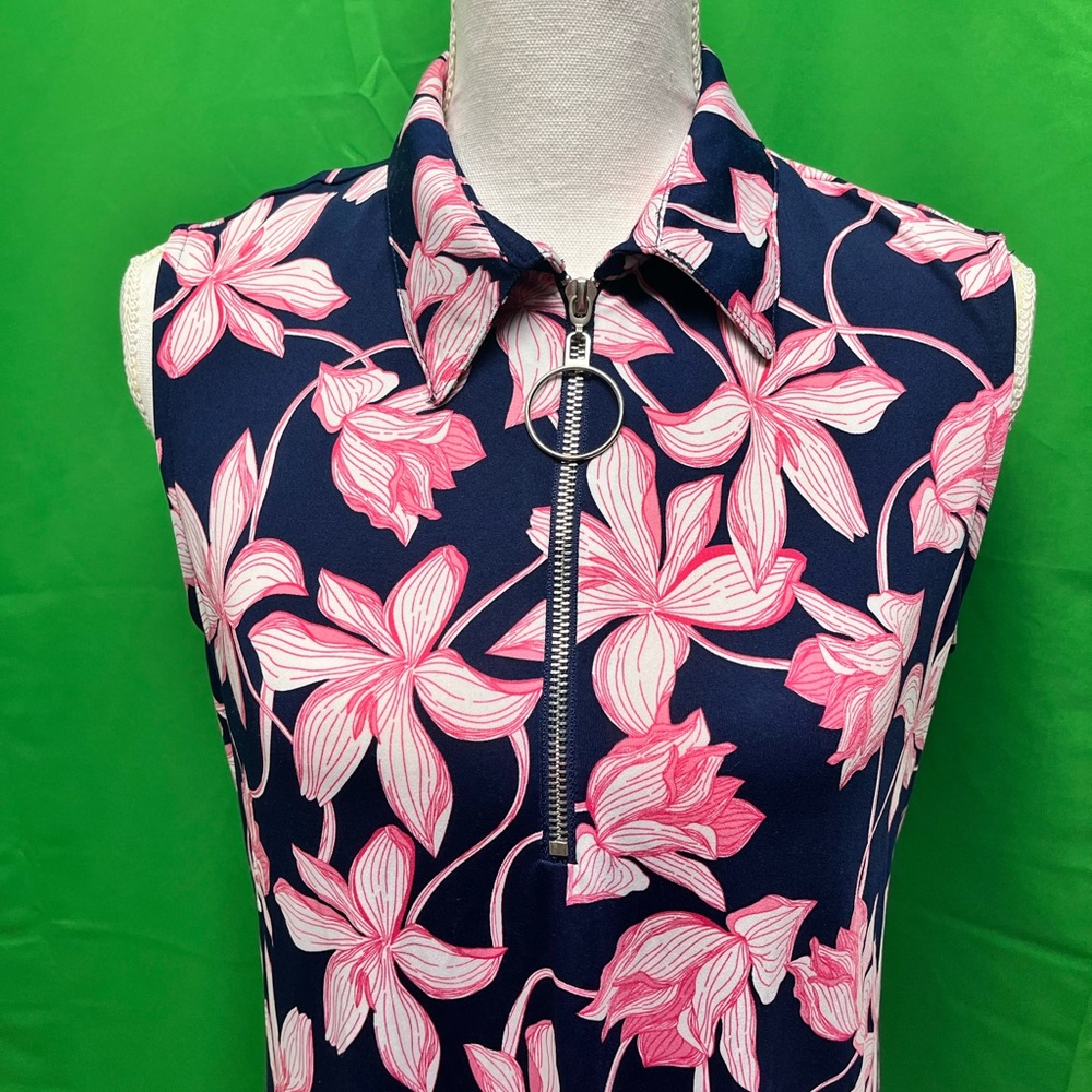 Cocomo Navy Floral Midi Dress with Pink Flowers